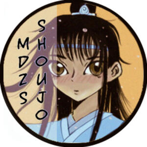 MDZS Shoujo logo depicting Lan Wangji drwn in shoujo style